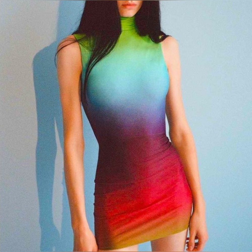 Alex Perry Ainsley Jersey Multicolor Gradient Mini Dress US6/UK10/Medium